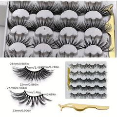 10 Pairs False Eyelashes With Tweezers 20mm 25mm Faux Mink Eye Lashes Extension