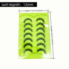 7 Pairs False Eyelashes 12mm D Curling Natural Big Eye Makeup Faux Mink Lashes