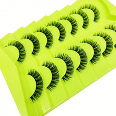 7 Pairs False Eyelashes 12mm D Curling Natural Big Eye Makeup Faux Mink Lashes