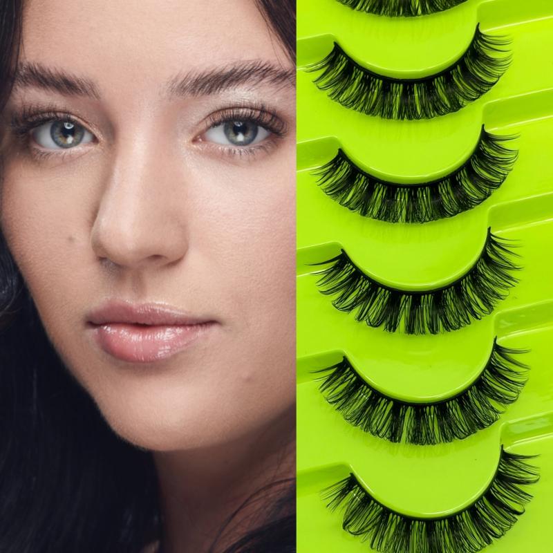 7 Pairs False Eyelashes 12mm D Curling Natural Big Eye Makeup Faux Mink Lashes