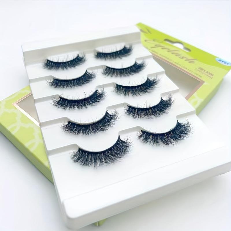 5 Pairs 3D Natural Faux Mink False Eyelashes D Curling Lashes
