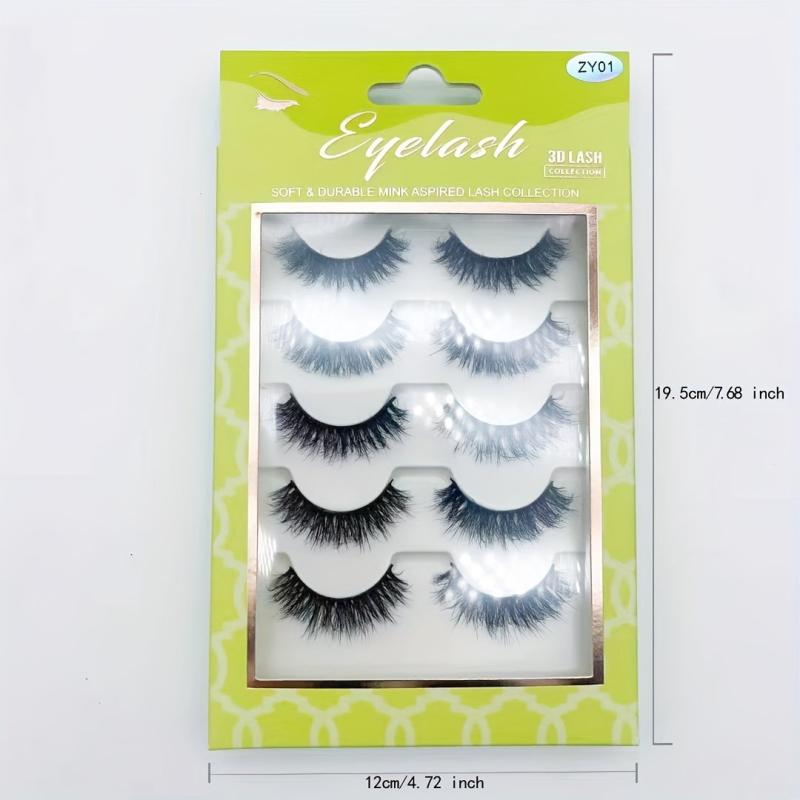 5 Pairs 3D Natural Faux Mink False Eyelashes D Curling Lashes