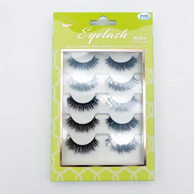 5 Pairs 3D Natural Faux Mink False Eyelashes D Curling Lashes