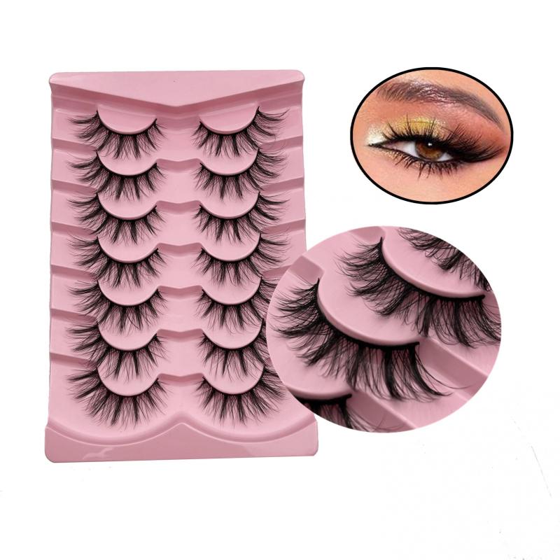 7 Pairs Fluffy Cat Eye Lashes 3D Natural Faux Mink Strip Lashes