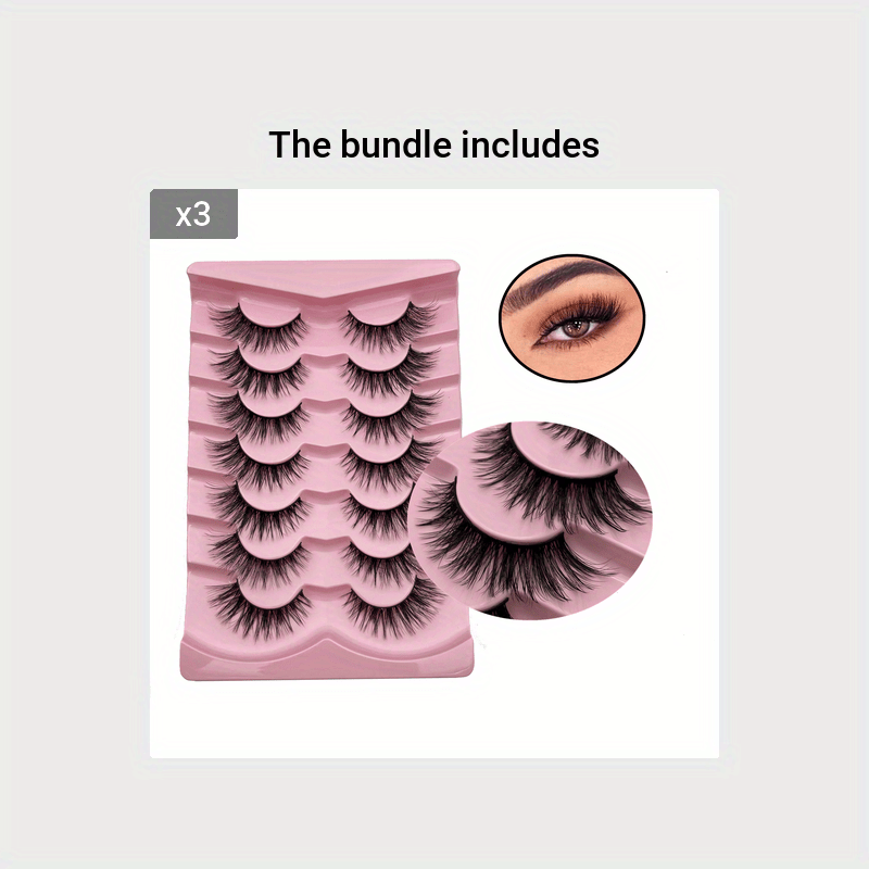 7 Pairs Fluffy Cat Eye Lashes 3D Natural Faux Mink Strip Lashes