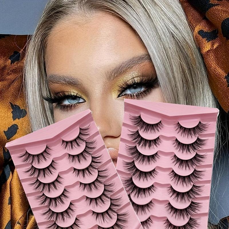 7 Pairs Fluffy Cat Eye Lashes 3D Natural Faux Mink Strip Lashes