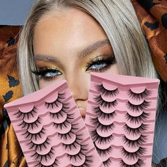 7 Pairs Fluffy Cat Eye Lashes 3D Natural Faux Mink Strip Lashes