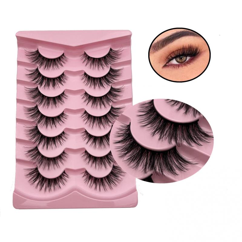 7 Pairs Fluffy Cat Eye Lashes 3D Natural Faux Mink Strip Lashes
