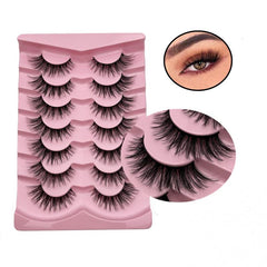 7 Pairs Fluffy Cat Eye Lashes 3D Natural Faux Mink Strip Lashes