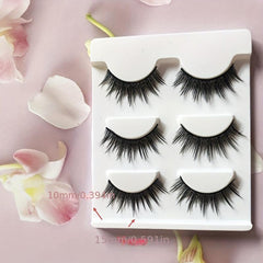 3 Pairs Thick False Eyelashes Wispy Doll Style Curling Lashes