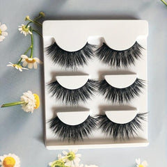 3 Pairs Thick False Eyelashes Wispy Doll Style Curling Lashes