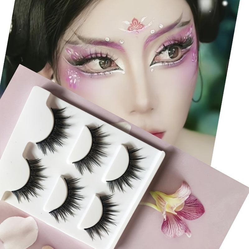3 Pairs Thick False Eyelashes Wispy Doll Style Curling Lashes