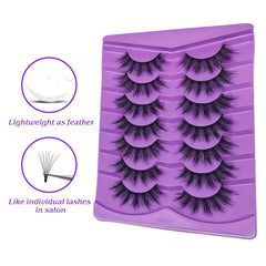 7 Pairs Fluffy False Eyelashes Strip Faux Mink Thick Volume 8D Dramatic
