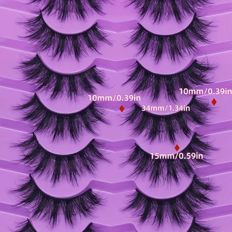 7 Pairs Fluffy False Eyelashes Strip Faux Mink Thick Volume 8D Dramatic