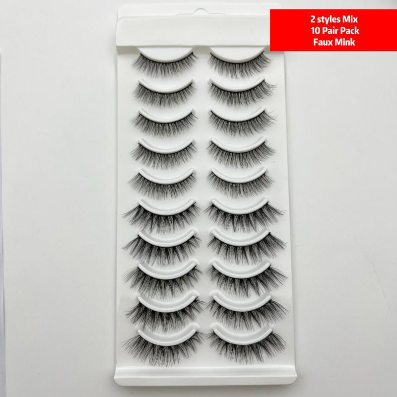 10 Pairs of Natural Looking Faux Mink Cat Eye False Eyelashes