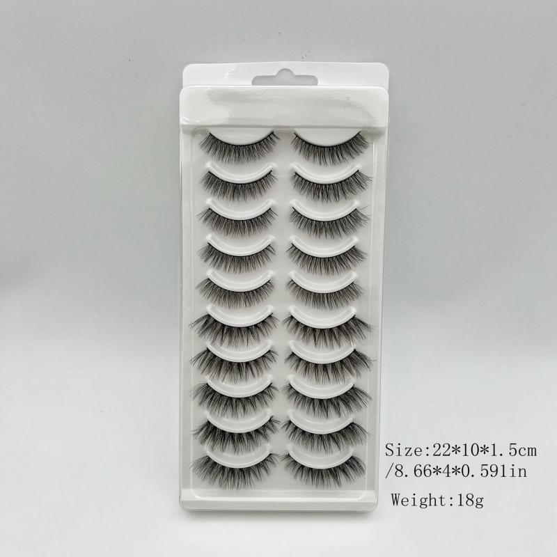 10 Pairs of Natural Looking Faux Mink Cat Eye False Eyelashes