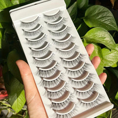 10 Pairs of Natural Looking Faux Mink Cat Eye False Eyelashes