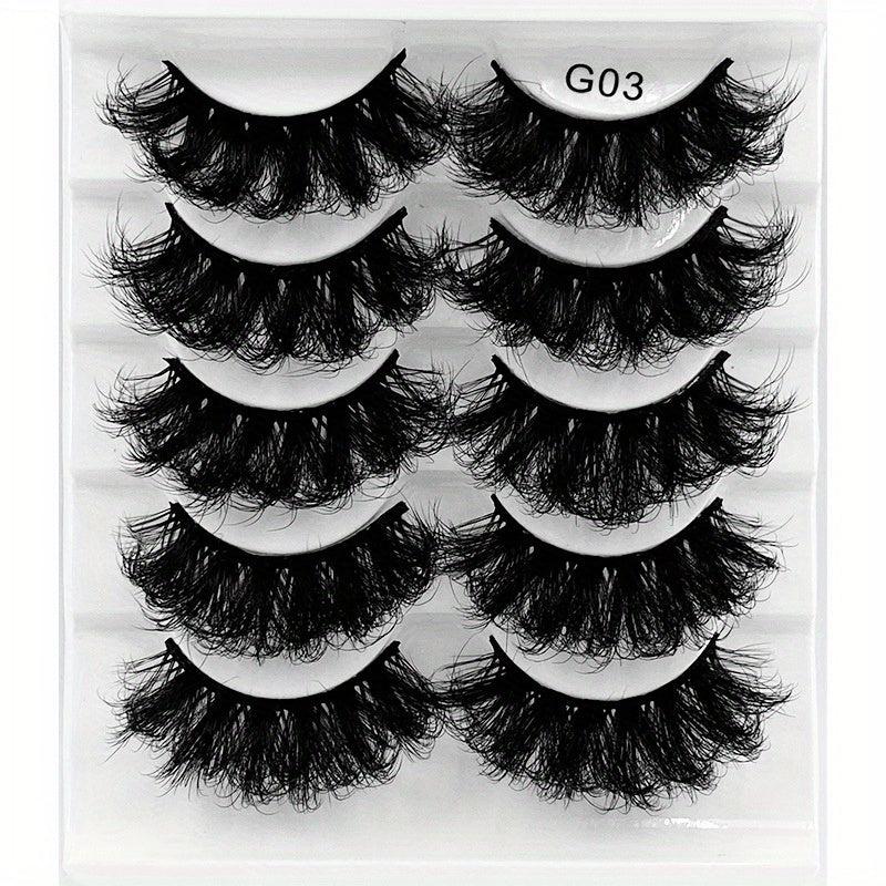 5 Pairs 8D Fluffy Messy Curly False Eyelashes Wispy Long Faux Mink Extension