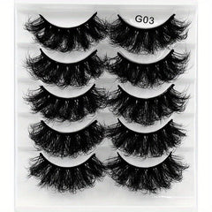5 Pairs 8D Fluffy Messy Curly False Eyelashes Wispy Long Faux Mink Extension
