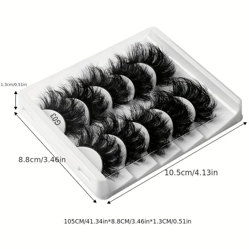 5 Pairs 8D Fluffy Messy Curly False Eyelashes Wispy Long Faux Mink Extension