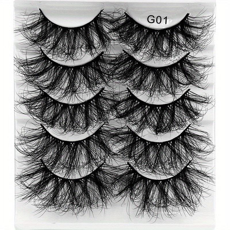 5 Pairs 8D Fluffy Messy Curly False Eyelashes Wispy Long Faux Mink Extension