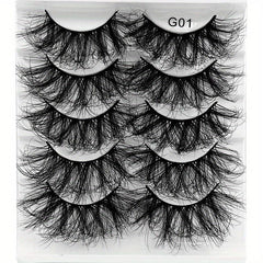 5 Pairs 8D Fluffy Messy Curly False Eyelashes Wispy Long Faux Mink Extension