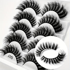 5 Pairs 8D Fluffy Messy Curly False Eyelashes Wispy Long Faux Mink Extension