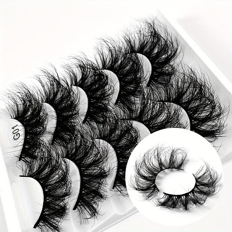 5 Pairs 8D Fluffy Messy Curly False Eyelashes Wispy Long Faux Mink Extension