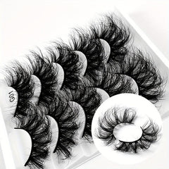 5 Pairs 8D Fluffy Messy Curly False Eyelashes Wispy Long Faux Mink Extension