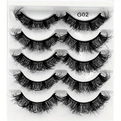 5 Pairs 8D Fluffy Messy Curly False Eyelashes Wispy Long Faux Mink Extension