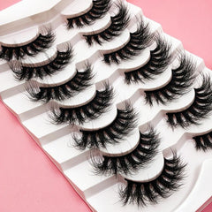 7 Pairs 3D Natural Faux Mink Eyelashes Fluffy Wispy False Eyelashes