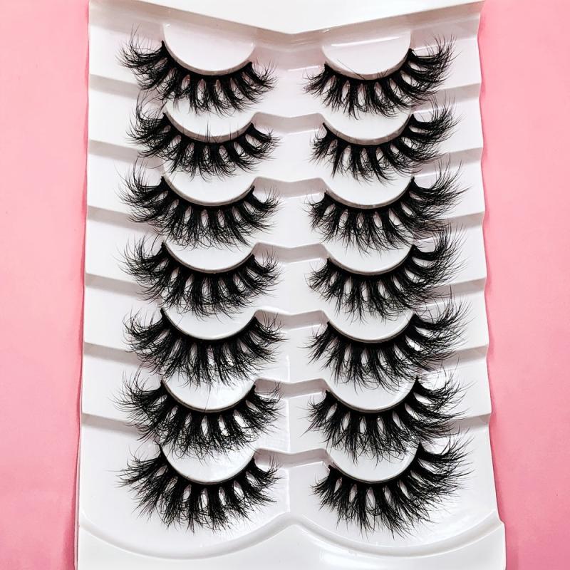 7 Pairs 3D Natural Faux Mink Eyelashes Fluffy Wispy False Eyelashes