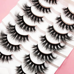 7 Pairs 3D Natural Faux Mink Eyelashes Fluffy Wispy False Eyelashes