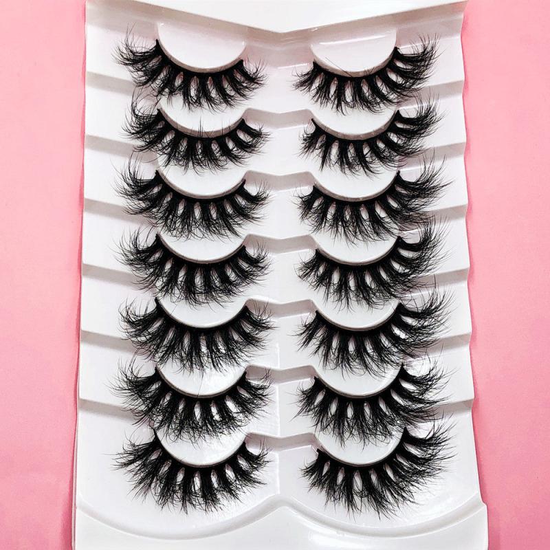 7 Pairs 3D Natural Faux Mink Eyelashes Fluffy Wispy False Eyelashes