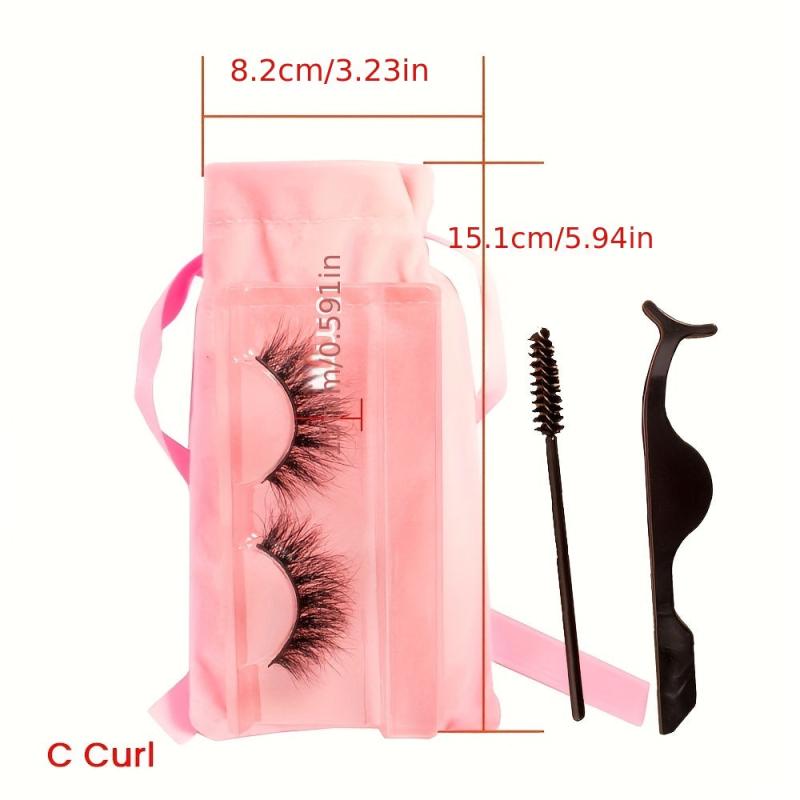 3D Mink False Eyelashes Natural Look Brushes Tweezers