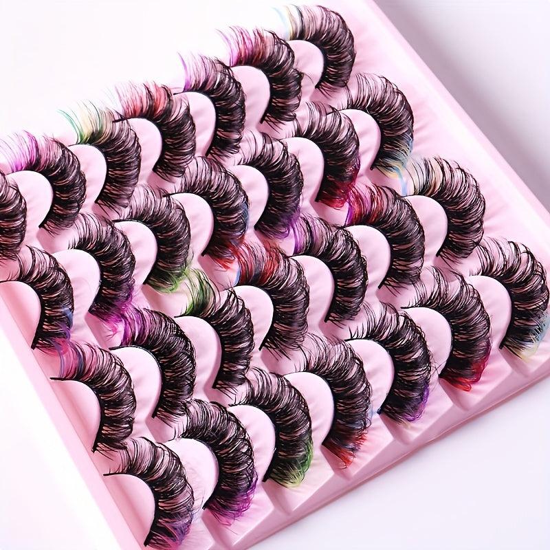 14 Pairs False Eyelashes 8D Curly Soft Fluffy Bushy Colored Faux Mink Beauty