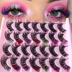 14 Pairs False Eyelashes 8D Curly Soft Fluffy Bushy Colored Faux Mink Beauty