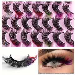 14 Pairs False Eyelashes 8D Curly Soft Fluffy Bushy Colored Faux Mink Beauty