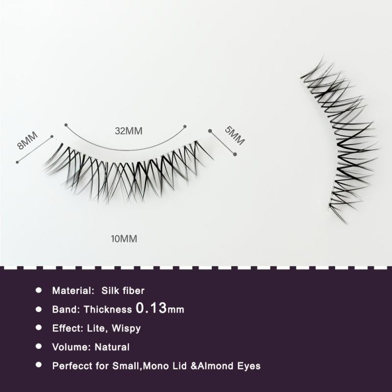 Natural Look Short False Eyelashes Clear Band TS09