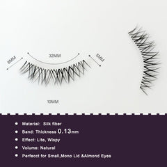 Natural Look Short False Eyelashes Clear Band TS09