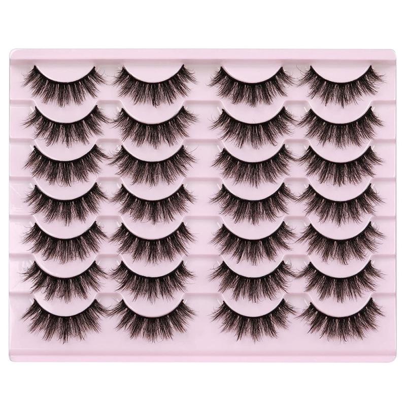 14 Pairs Wispy False Eyelashes Cat Eye Lashes Natural Look Fluffy Mink Lashes