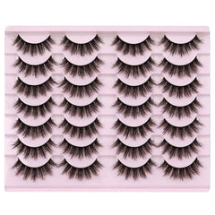14 Pairs Wispy False Eyelashes Cat Eye Lashes Natural Look Fluffy Mink Lashes