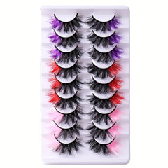 9 Pairs Colorful False Eyelashes High Faux Mink Hair Thick Natural Messy Curling