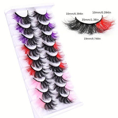 9 Pairs Colorful False Eyelashes High Faux Mink Hair Thick Natural Messy Curling