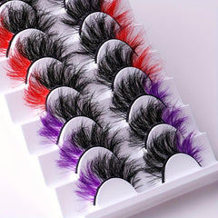 9 Pairs Colorful False Eyelashes High Faux Mink Hair Thick Natural Messy Curling