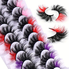 9 Pairs Colorful False Eyelashes High Faux Mink Hair Thick Natural Messy Curling