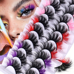 9 Pairs Colorful False Eyelashes High Faux Mink Hair Thick Natural Messy Curling