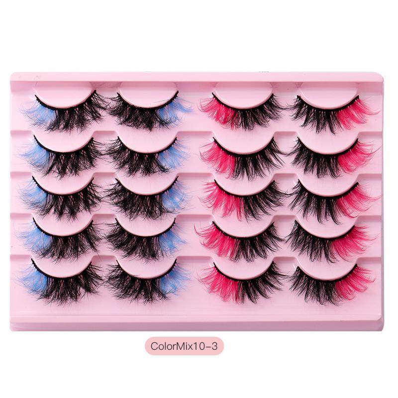 10 Pairs Colorful False Eyelashes 8D Curling Natural Dramatic Look