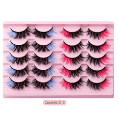 10 Pairs Colorful False Eyelashes 8D Curling Natural Dramatic Look