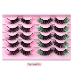 10 Pairs Colorful False Eyelashes 8D Curling Natural Dramatic Look